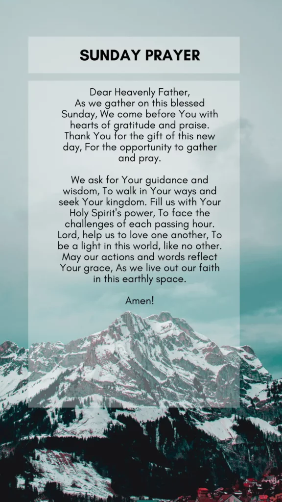 Sunday prayer on the mountain background 