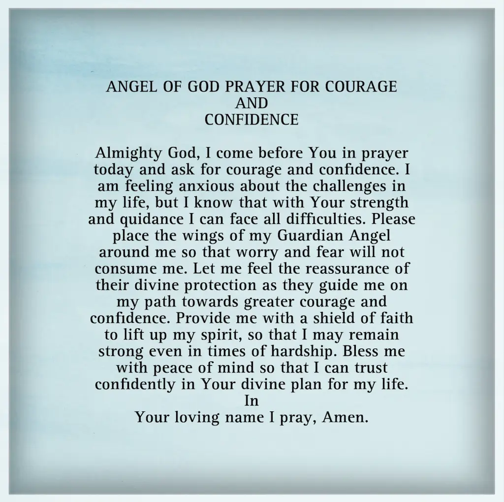 Angel of God Prayer for Courage and Confidence