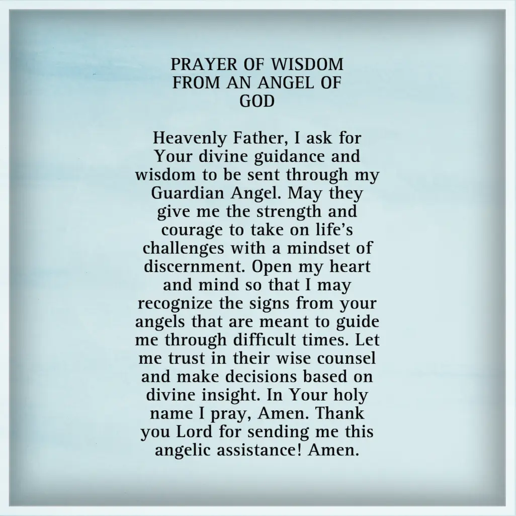 Prayer of Wisdom from an Angel of God