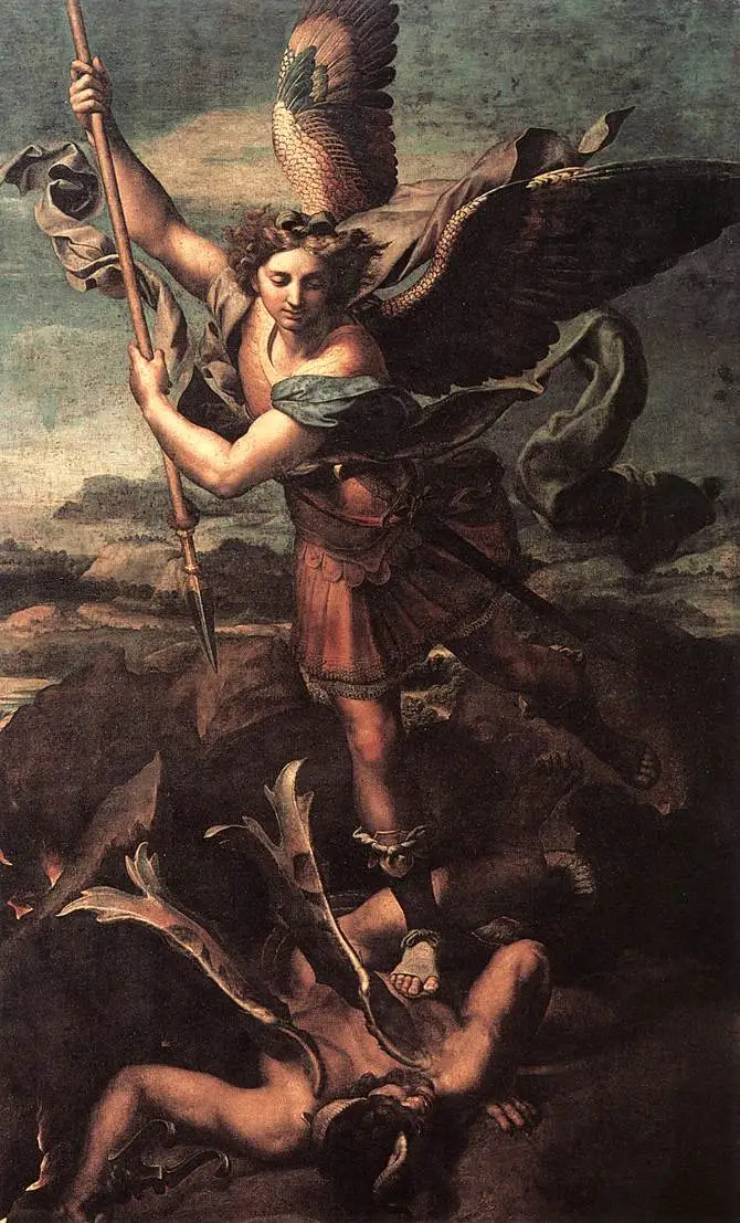 archangel michael vanquishing satan painting