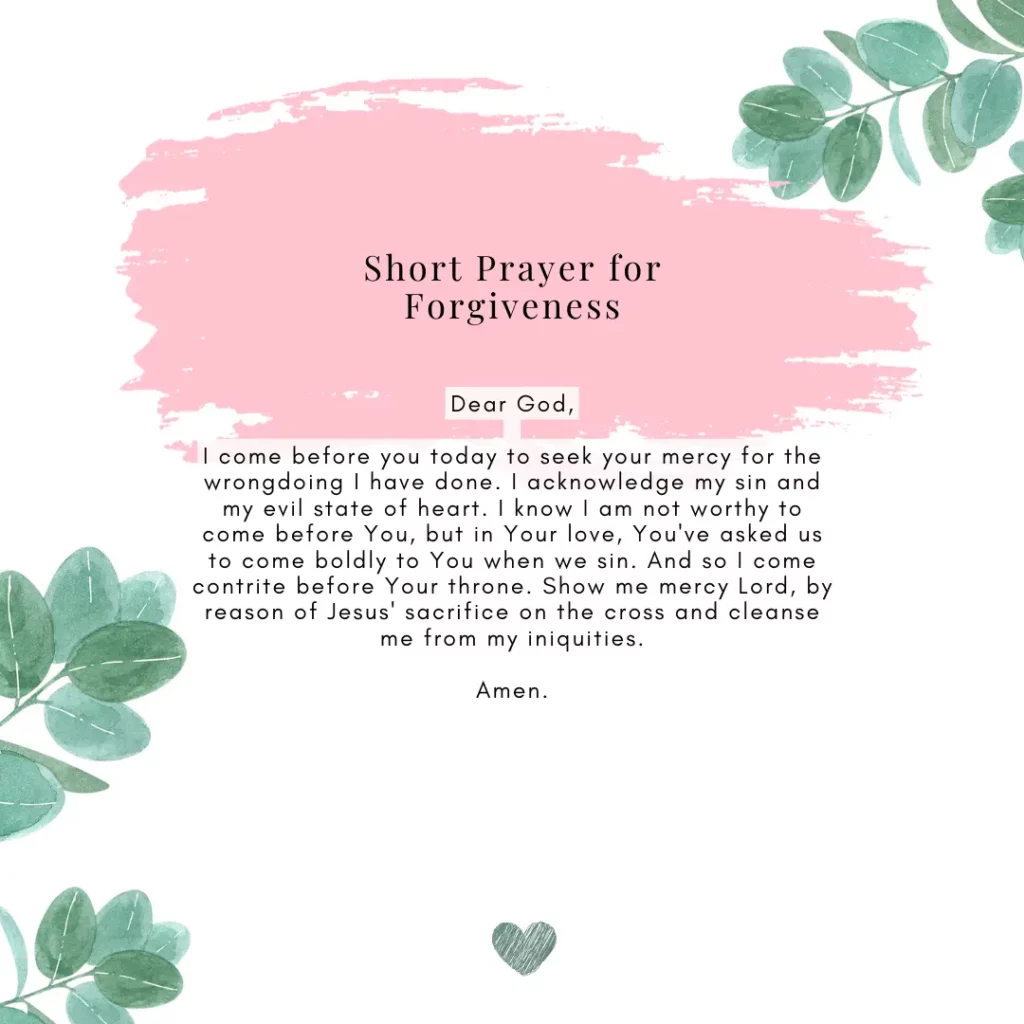 short prayer for forgiveness 
