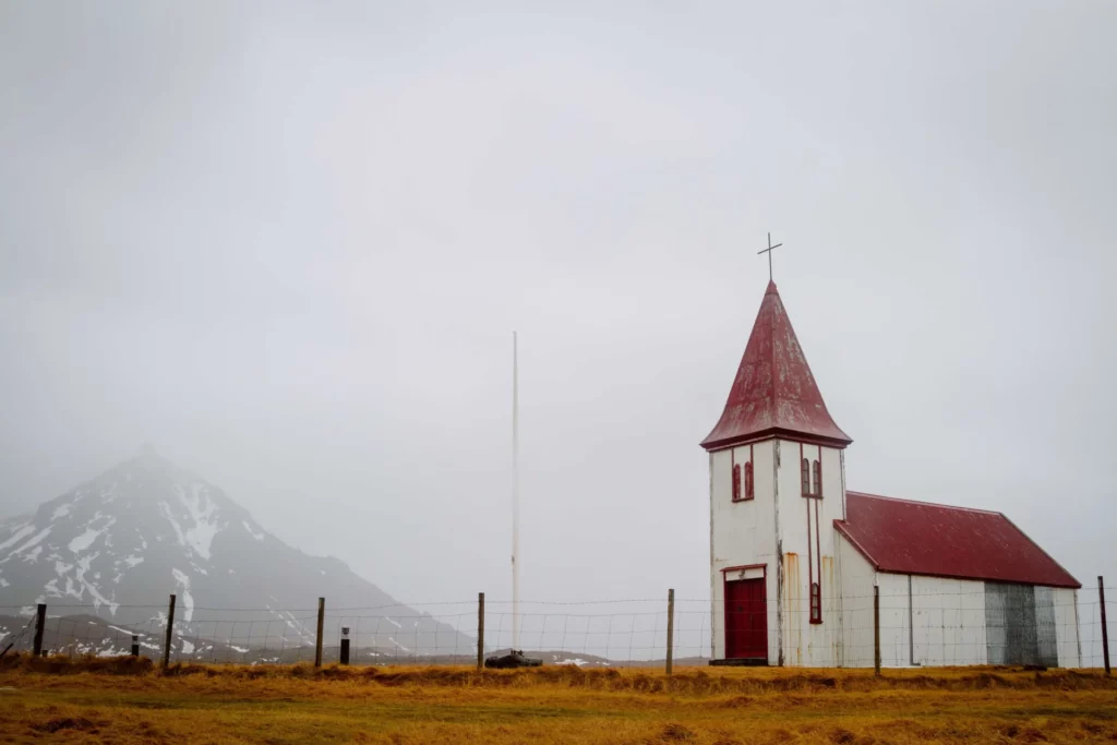 church near the mountains 